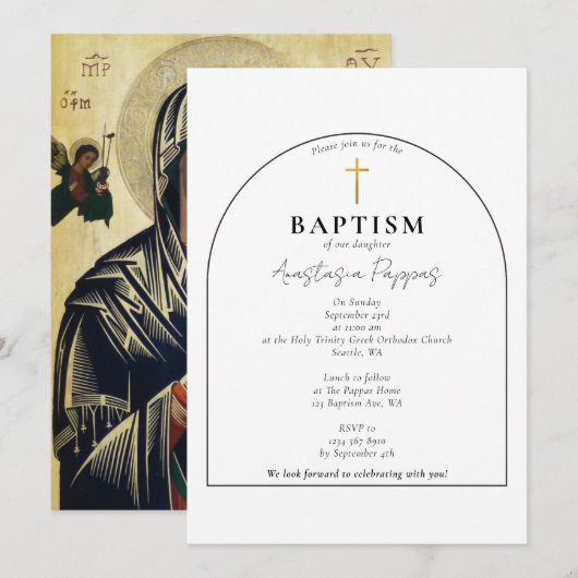 Grieks-orthodoxe doop moderne boog kaart (Voorkant / Achterkant)