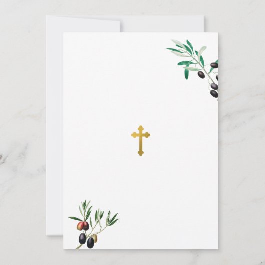 Grieks-orthodoxe doop Olijfboog Kaart (Achterkant)