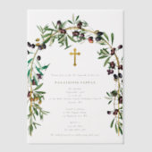 Grieks-orthodoxe doop Olijfboog Vellum Uitnodigingen (Voorkant)
