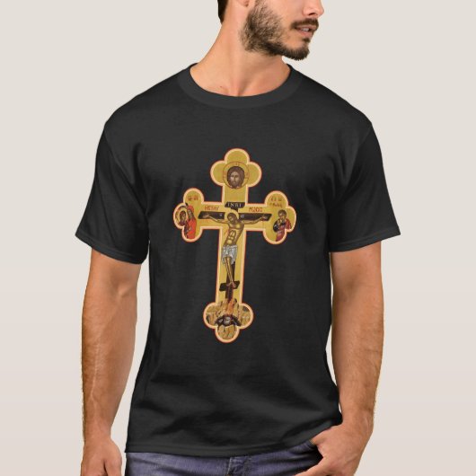 Grieks-orthodoxe Jezus Christus kruispictogram T-shirt (Voorkant)