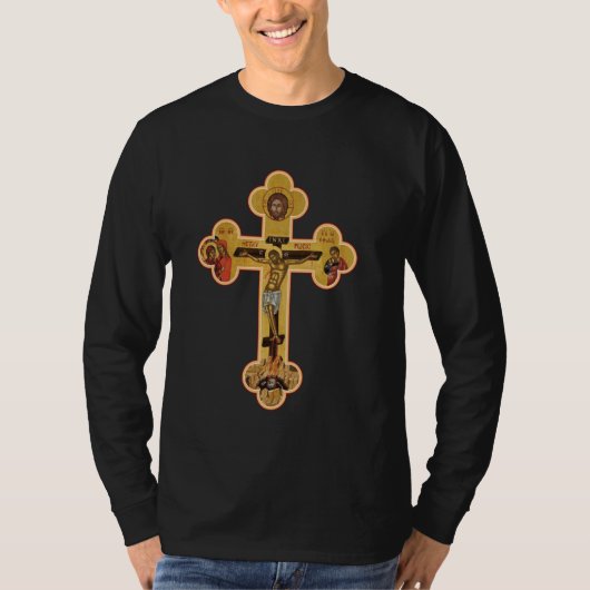Grieks-orthodoxe Jezus Christus kruispictogram T-shirt (Voorkant)
