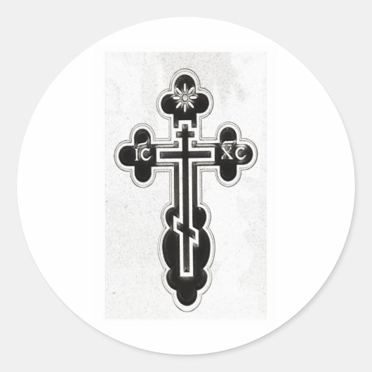Grieks-orthodoxe kruis ronde sticker (Voorkant)