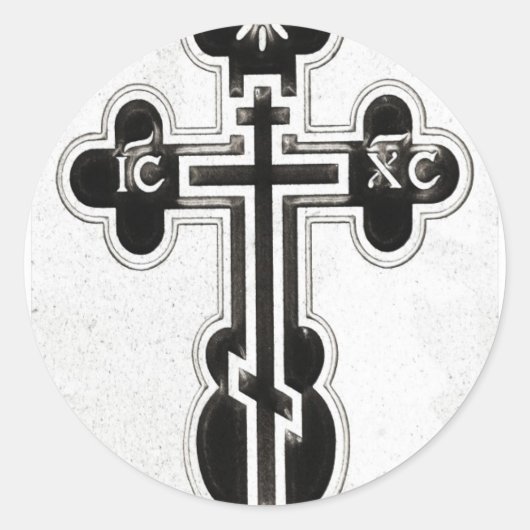 Grieks-orthodoxe kruis ronde sticker (Voorkant)