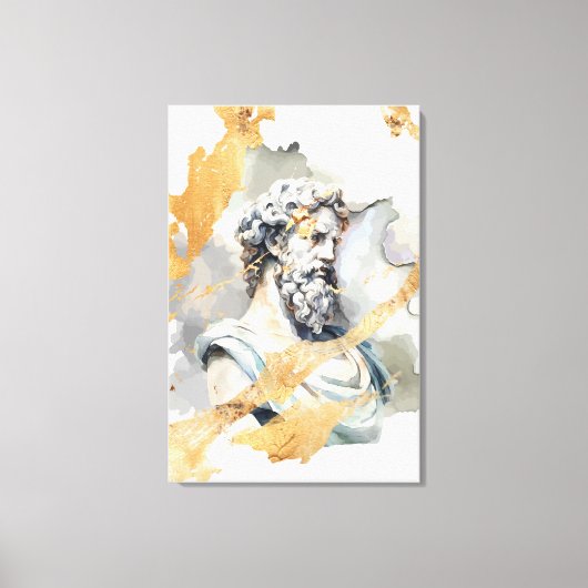 Grieks oud marmeren beeld van een man met baard canvas afdruk (Voorkant)