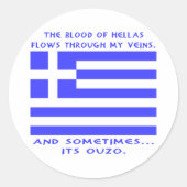 Grieks Ouzo Ronde Sticker (Voorkant)
