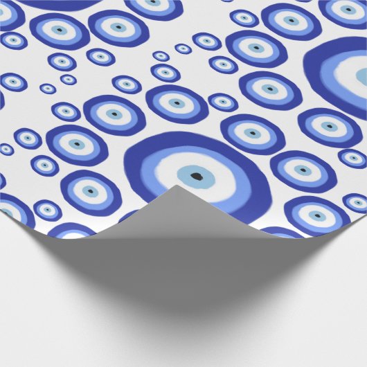 Grieks Oye Good Luck Symbol Patroon Cadeaupapier (Hoek)