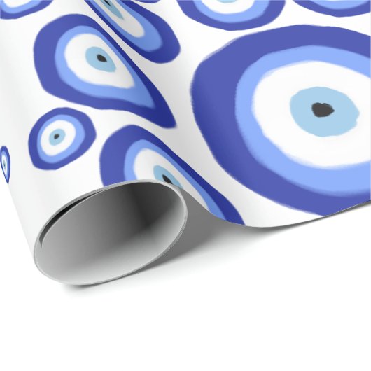 Grieks Oye Good Luck Symbol Patroon Cadeaupapier (Rol Hoek)