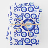 Grieks Oye Good Luck Symbol Patroon Inpakpapier Vel (In situ)