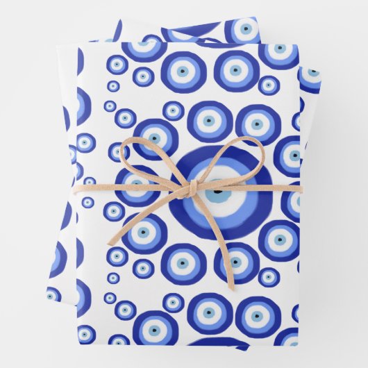 Grieks Oye Good Luck Symbol Patroon Inpakpapier Vel (In situ)