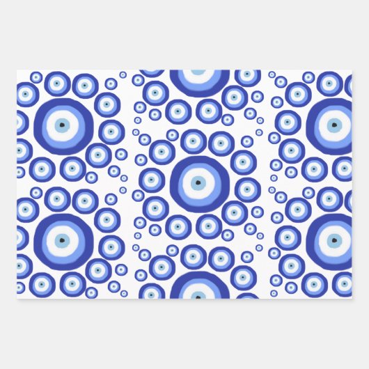 Grieks Oye Good Luck Symbol Patroon Inpakpapier Vel (Voorkant)