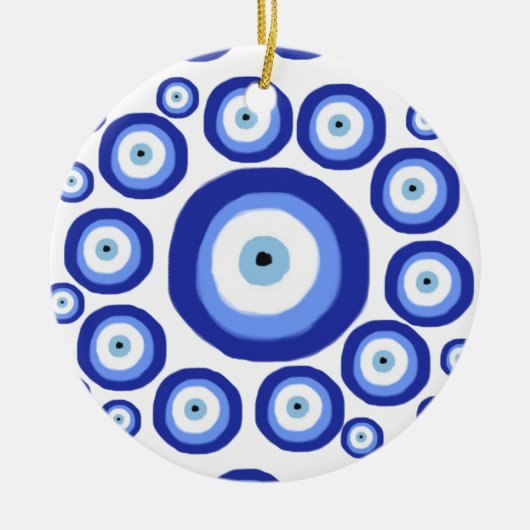 Grieks Oye Good Luck Symbol Patroon Keramisch Ornament (Voorkant)