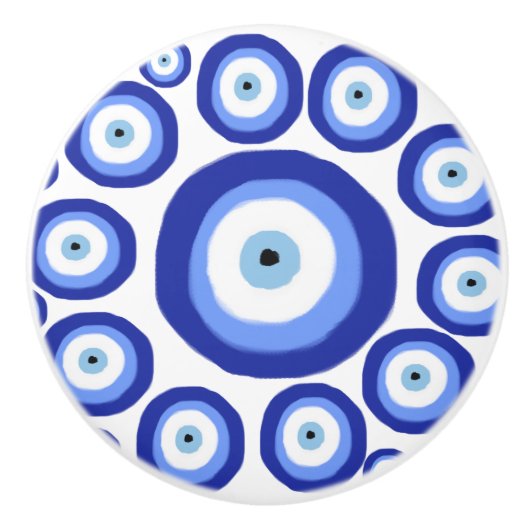 Grieks Oye Good Luck Symbol Patroon Keramische Knop (Voorkant)