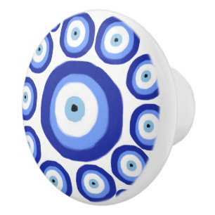 Grieks Oye Good Luck Symbol Patroon Keramische Knop