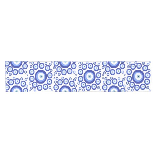 Grieks Oye Good Luck Symbol Patroon Korte Tafelloper (Horizontaal)