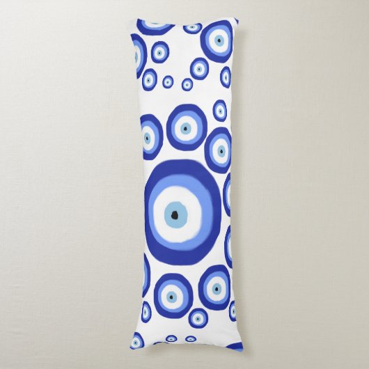 Grieks Oye Good Luck Symbol Patroon Lichaamskussen (Voorkant Verticaal)