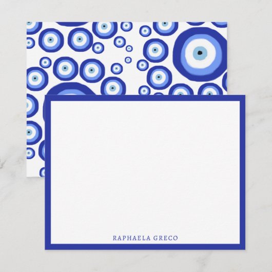 Grieks Oye Good Luck Symbol Patroon Notitiekaartje (Voorkant / Achterkant)