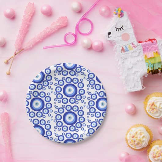 Grieks Oye Good Luck Symbol Patroon Papieren Bordje (Feest)