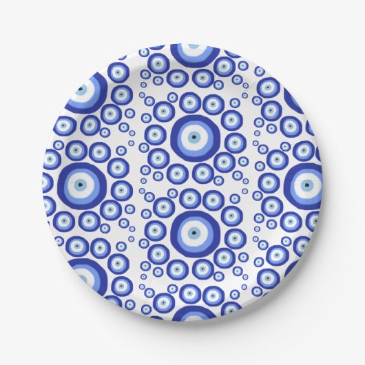 Grieks Oye Good Luck Symbol Patroon Papieren Bordje (Voorkant)