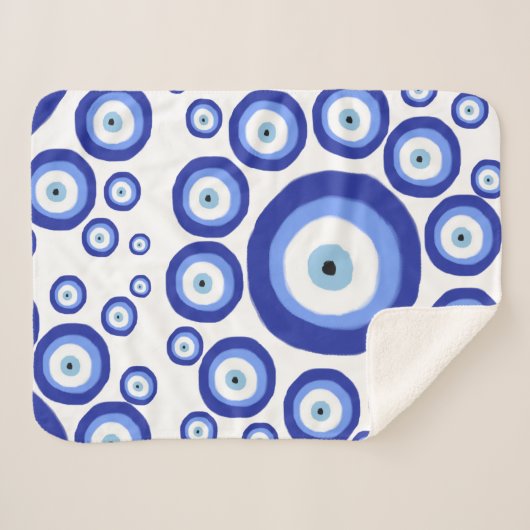 Grieks Oye Good Luck Symbol Patroon Sherpa Deken (Voorkant (horizontaal))