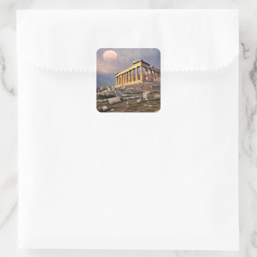 Grieks Parthenon Vierkante Sticker (Tas)