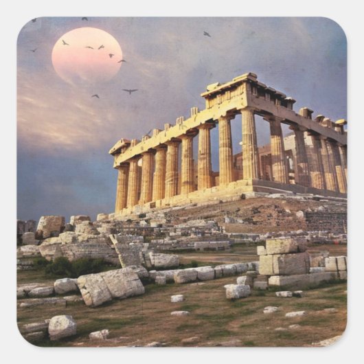 Grieks Parthenon Vierkante Sticker (Voorkant)