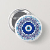 Grieks patroon Evil Eye Nazar Ronde Button 5,7 Cm (Voorkant /achterkant)