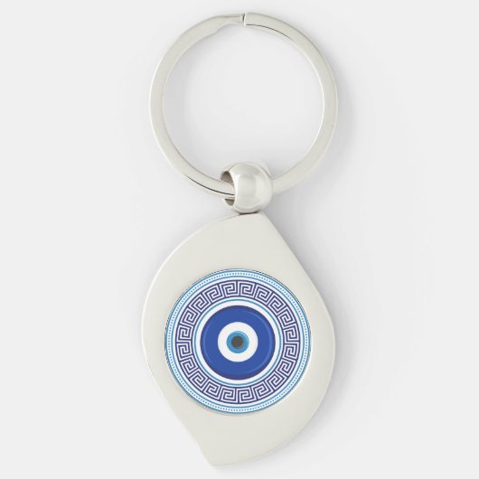 Grieks patroon Evil Eye Nazar Sleutelhanger (Voorkant)