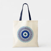 Grieks patroon Evil Eye Nazar Tote Bag (Achterkant)