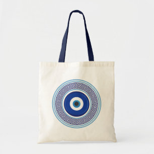 Grieks patroon Evil Eye Nazar Tote Bag
