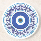Grieks patroon Evil Eye Nazar Zandsteen Onderzetter (Voorkant)