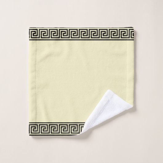 Grieks patroon op zwart & eiwit Bad Handdoek (Wasdoekje)
