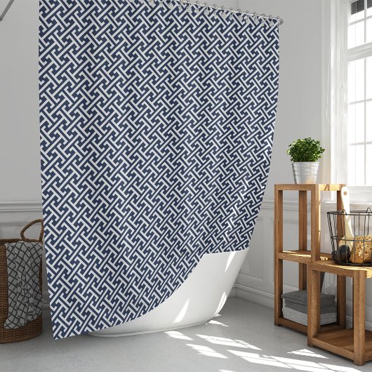 Grieks patroonschilderij van de marine en White Pr Douchegordijn