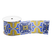 Grieks Portugees Blauw en gele tegels azul Satijnen Lint (Spoel)