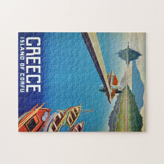 Grieks reiseiland Corfu Illustration Legpuzzel (Horizontaal)