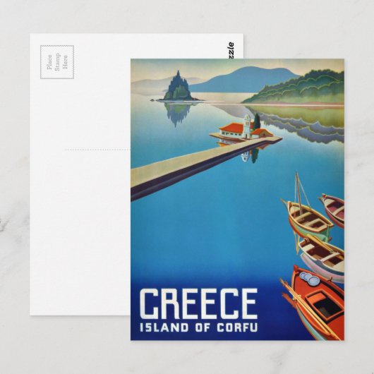 Grieks reizen - eiland Corfu Briefkaart (Voorkant / Achterkant)
