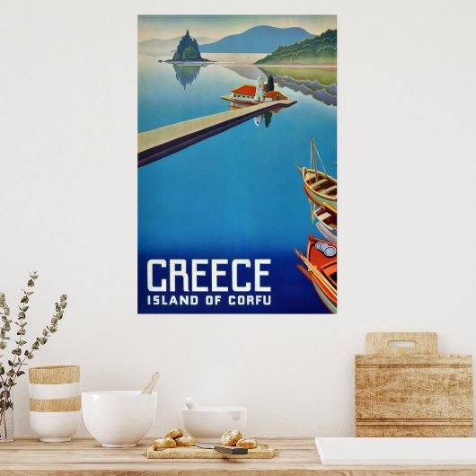 Grieks reizen - eiland Corfu Poster (Keuken)