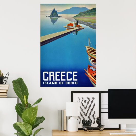  Grieks reizen - eiland Corfu Poster (Thuiskantoor)
