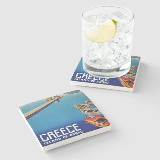 Grieks reizen - eiland Corfu Stenen Onderzetter (Zijkant)