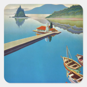  Grieks reizen - eiland Corfu Vierkante Sticker