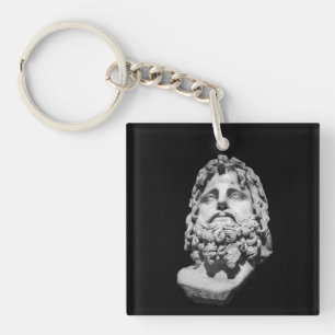 Grieks-Romeins marmeren buste klassiek zwart en wi Sleutelhanger