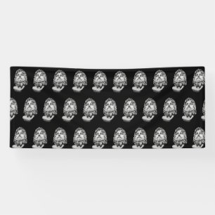 Grieks-Romeins marmeren buste klassiek zwart en wi Spandoek