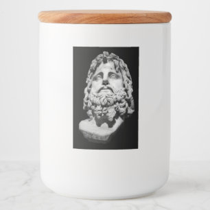 Grieks-Romeins marmeren buste klassiek zwart en wi Voedselcontainer Etiket