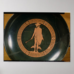 Grieks rood-figuur beker, met afbeelding van de go poster