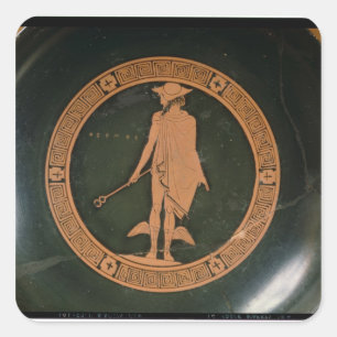 Grieks rood-figuur beker, met afbeelding van de go vierkante sticker