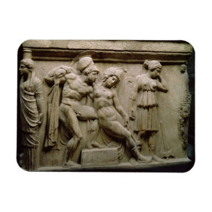Grieks Sarcophagus met een scène die de slag toon Magneet