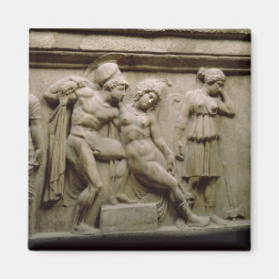 Grieks Sarcophagus met een scène die de slag toon Magneet