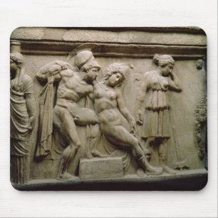 Grieks Sarcophagus met een scène die de slag toon Muismat