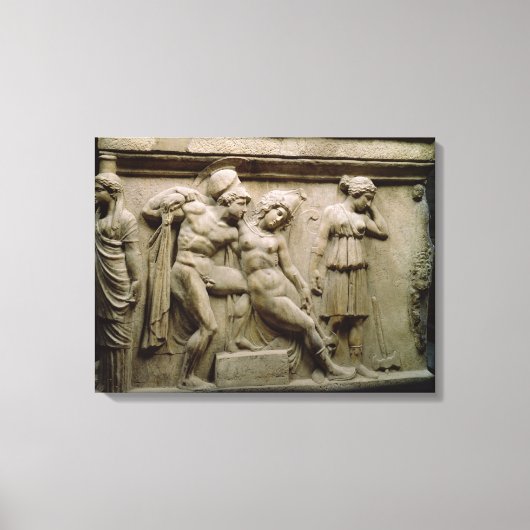 Grieks Sarcophagus met een scène die de slag toont Canvas Afdruk (Voorkant)