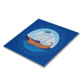 Grieks Schip Keramische Tegel Tegeltje (Zijkant)