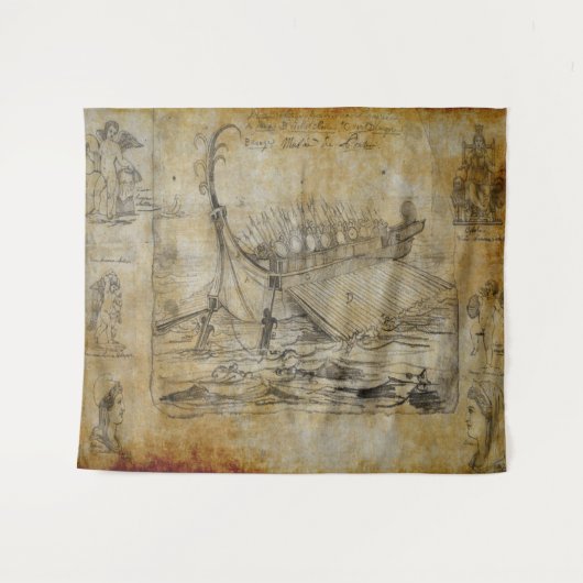 grieks schip wandkleed (Voorkant (horizontaal))